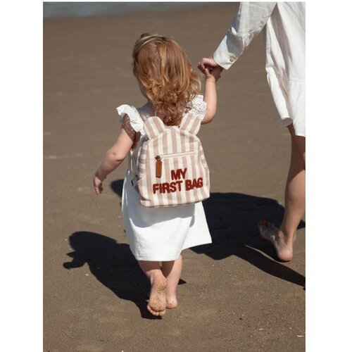 Childhome otro&amp;scaron;ki nahrbtnik my first bag stripes nude/terracotta Slike