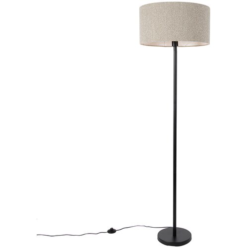 QAZQA Stoječa svetilka črna z boucle senčnikom taupe 50 cm - Simplo Cene