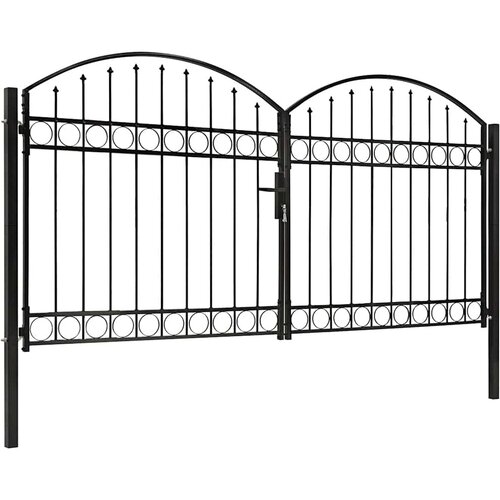  Vrata za ogradu ASSEN dvostruka vrata s lučnim vrhom čelik 300x150 cm Cene