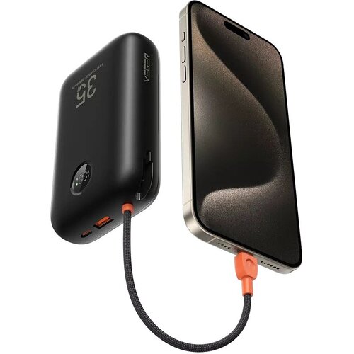 Powerbank Veger K3 PD QC3.0 35W 30000 mAh z vgrajenima Type-C / Lightning kabli črne barve Slike