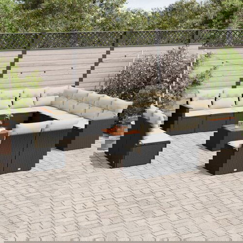 vidaXL 14-dijelni set vrtnih sofa s jastucima poliratan crni Cijene