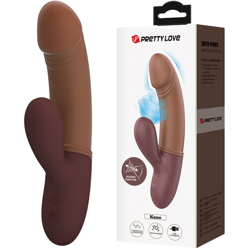 Pretty Love Kane Dual Realistic Vibrator &amp;amp; Sucker Brown Slike