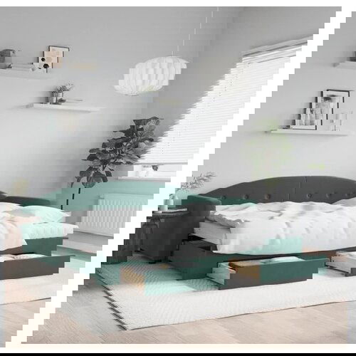 VidaXL Dnevni krevet na razvlačenje tamnozeleni 90 x 200 cm bar&amp;scaron;unasti Slike