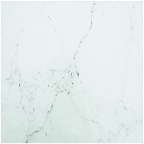 Stolna ploča bijela 60x60 cm 6 mm staklena s mramornim uzorkom Cene