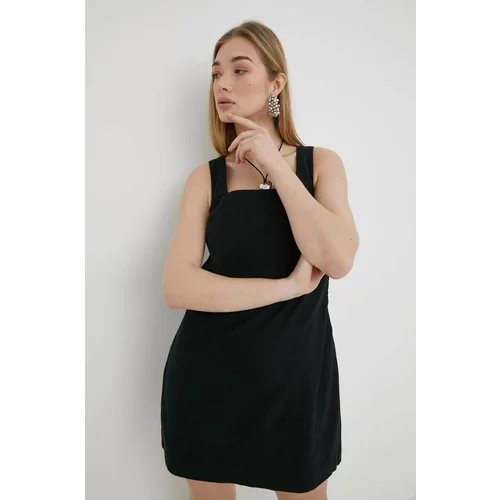 Abercrombie & Fitch Lanena haljina boja: crna, mini, ravna