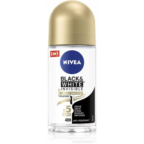Nivea Invisible Black & White Silky Smooth anti-transpirant roll-on za ženske 50 ml