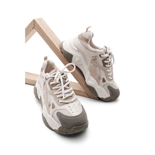 Marjin Women's High-Sole Sneaker Lace-Up Sneakers Virez Beige. Cene