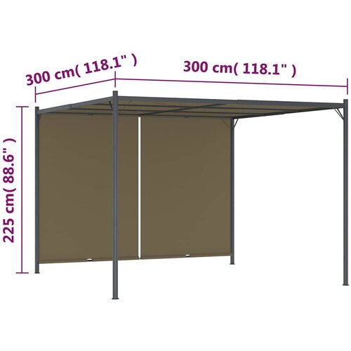  Vrtna pergola s pomičnim krovom 3 x 3 m smeđe-siva 180 g/m&amp;sup2; Slike