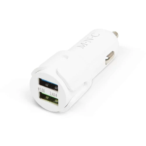 MNC Avtopolnilec z dvema USB vtičnicama 2,4A beli