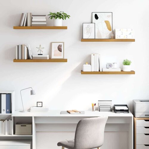  Polica na zidu 4 pcs Bež 80 x 23 5 x 4 cm Konstruirano drvo Slike