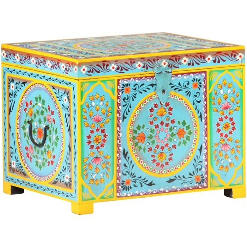 VidaXL Ručno obojena kutija za pohranu 50x40x40 cm masivno drvo manga Slike