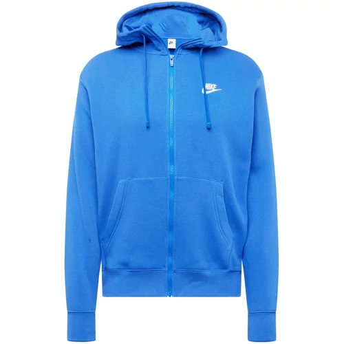 Nike Sportswear Jopa na zadrgo 'CLUB FLEECE' kraljevo modra / bela