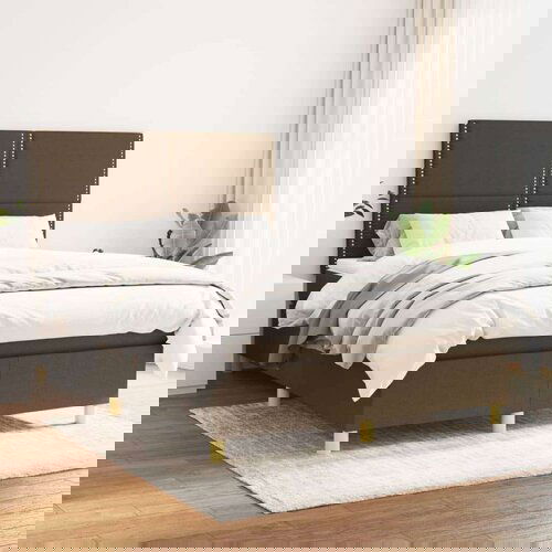  Box spring postelja z vzmetnico temno rjav 140x190 cm blago, (20727140) Slike
