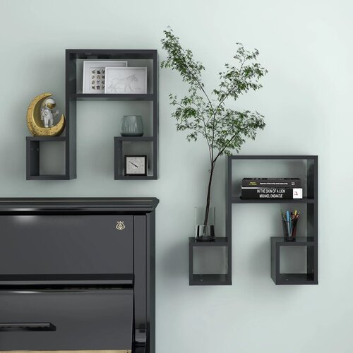 VidaXL Stenska polica 2 kosa siva 50x15x50 cm iverna plo&amp;scaron;ča, (20765456) Slike