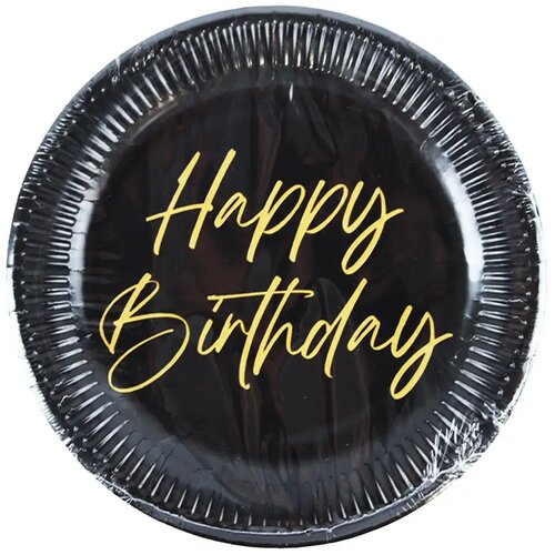 Procos Elegantni črno-zlati papirnati krožniki z napisom Happy Birthday, set 8 kosov, 23 cm Cene