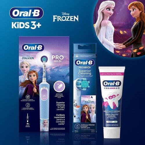 Oral-b Kids Frozen set za decu - Električna četkica sa kutijom + Zamenski nastavci 4 kom + pasta za zube Slike