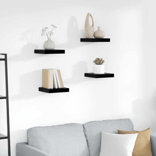  Plutajuće zidne police 4 kom sjajne crne 23 x 23,5 x 3,8 cm MDF Cijene