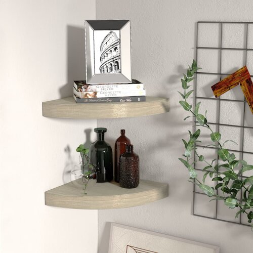 VidaXL Plutajuće kutne police 2 kom boja hrasta 25 x 25 x 3,8 cm MDF Slike