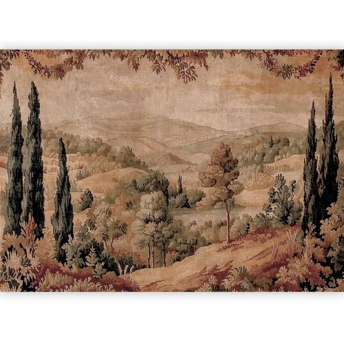  Foto tapeta - Mediterranean landscape - old tapestry with a hill and a lake 500x350 Premium Cijene