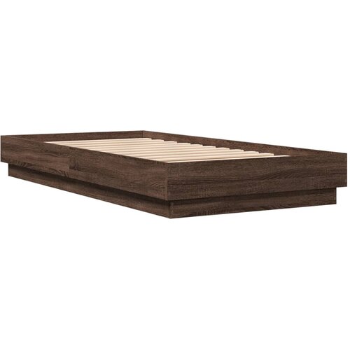  Okvir kreveta s LED svjetlima smeđa boja hrasta 75 x 190 cm Slike