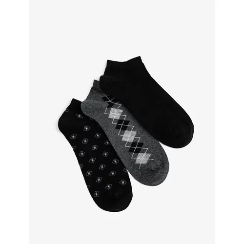 Koton Set of 3 Booties and Socks with Geometric Pattern, Multicolor