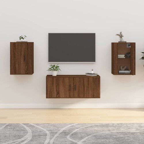 VidaXL Stenska TV omarica 2 kosa rjav hrast 40x34,5x60 cm Slike