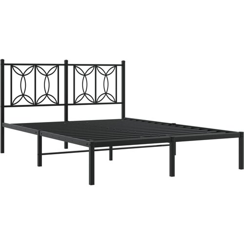 vidaXL Kovinski posteljni okvir z vzglavjem črn 140x190 cm, (21251376) Cene
