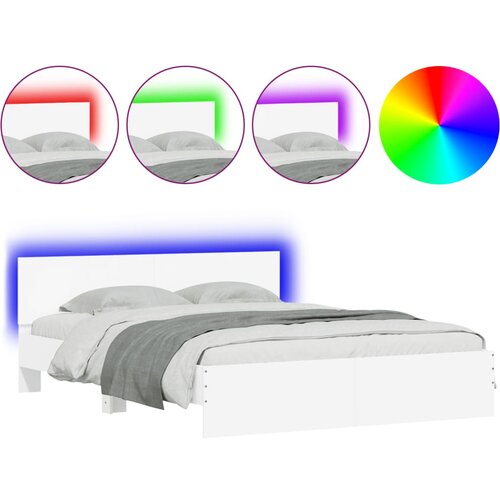 VidaXL Posteljni okvir z vzglavjem in LED bel 160x200 cm, (20953986) Slike
