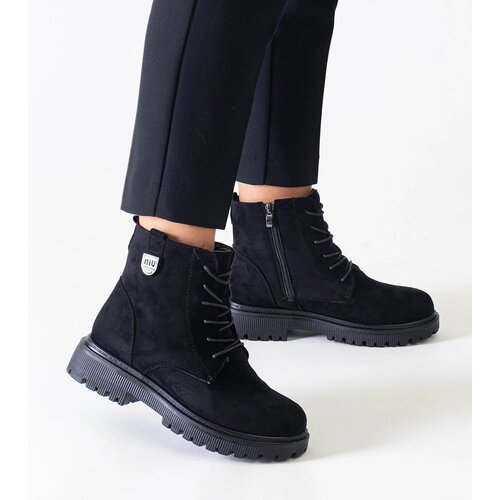 Gemre Black eco-suede platform ankle boots Leonora Slike