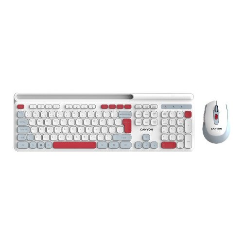 Canyon hset-w5 en/ad keyboard+mouse wireless white ( CNS-HSETW5WT-AD ) Slike