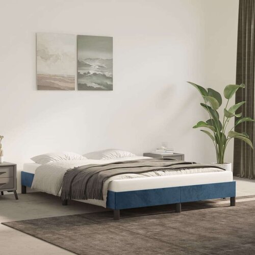 VidaXL okvir za krevet tamnoplavi 140x200 cm bar&amp;scaron;unasti Slike