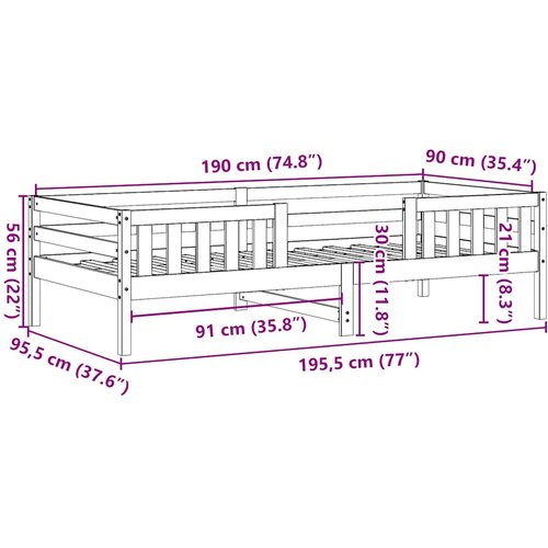 Okvir kreveta bez madraca bijeli 90 x 190 cm masivna borovina Slike