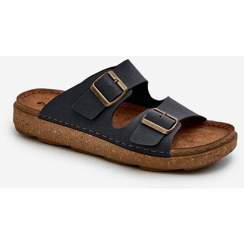 Kesi Lightweight, comfortable men&amp;#039;s slippers with Inblu buckles dark blue Slike