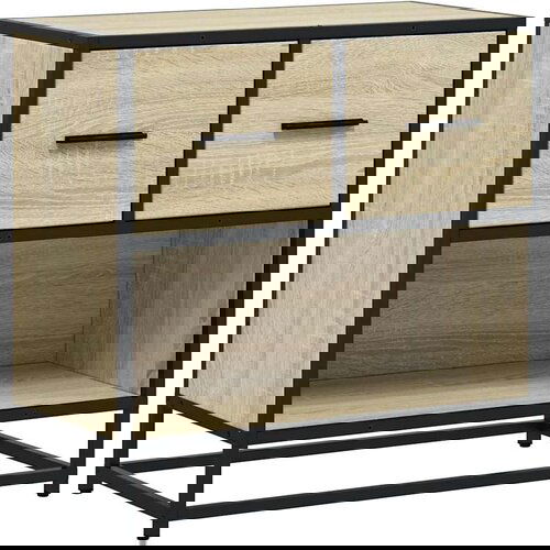 Maison Chic Nočna omarica - Nočna miza sonoma hrast 60x31x60 cm inž. les in kovina, (21688586) Slike