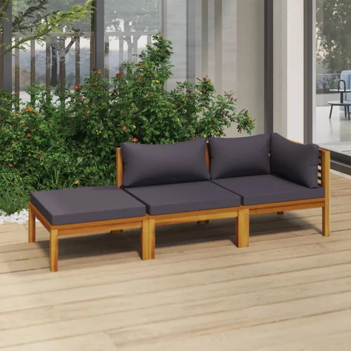 vidaXL Vrtna sedežna garnitura 3-delna z blazinami trden akacijev les