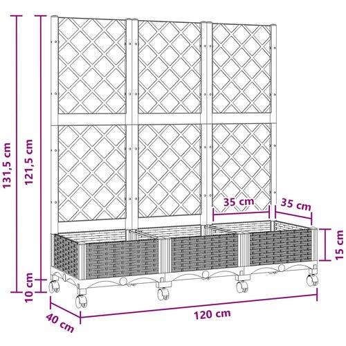  Vrtni saksija s re&amp;scaron;etkom i kotačima Smeđa 120 x 40 x 131,5 cm Slike