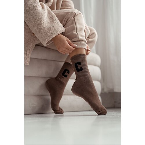 Milena Women&amp;#039;s frosted socks with letter C brown Slike