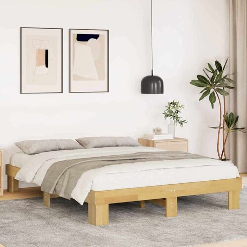  Okvir kreveta bez madraca 150x200 cm puno drvo hrast Slike