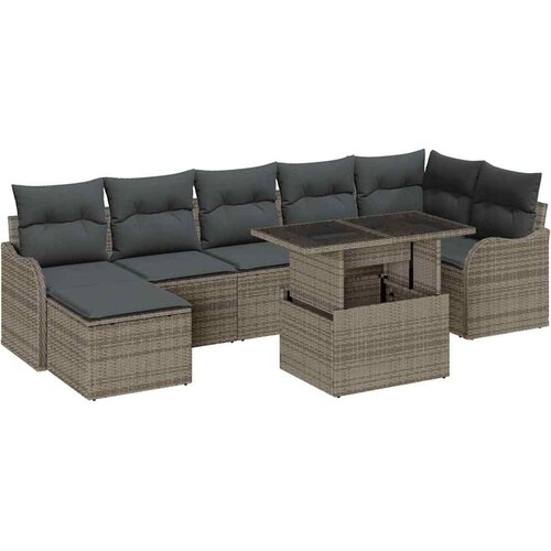  Sjedeća garnitura za vrt 8 kom. Siva [Sintetički]: Poli Ratan 232,5 x 122,5 x 85 cm Slike