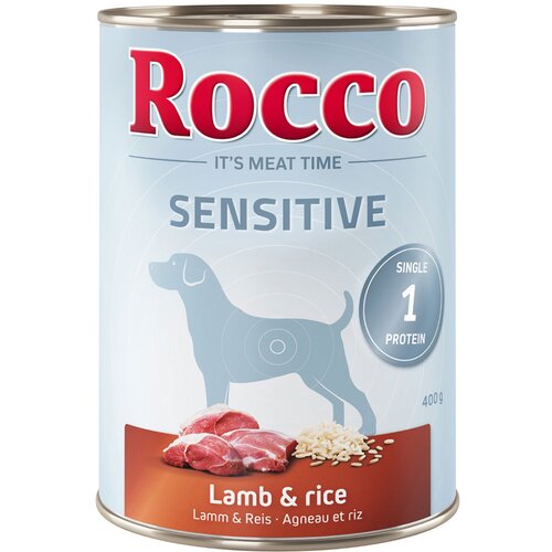 Rocco 5 + 1 gratis! Mokra pasja hrana Sensitive 6 x 400 g - Jagnjetina & riž Cene
