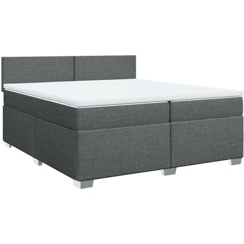 VidaXL Krevet s oprugama i madracem tamnosivi 200 x 200 cm od tkanine Slike