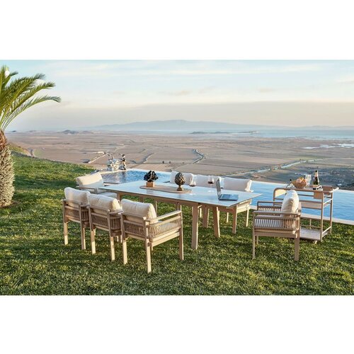 Hanah home venedik Ceramic Beige Garden Table & Chairs Set (8 Pieces) Slike