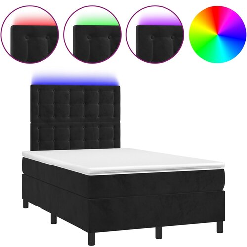 VidaXL Box spring postelja z vzmetnico LED črna 120x200 cm žamet, (20790877) Slike