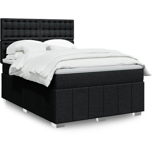 vidaXL Box spring postelja z vzmetnico črna 140x200 cm blago Cene