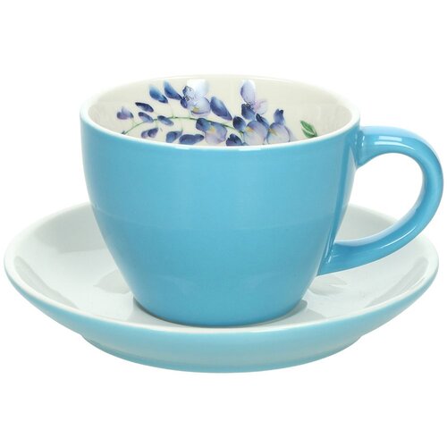 Tognana Skodelica za belo kavo s podstavkom Milk&Breakfast Time 320ml / modra / porcelan, (21317778) Cene