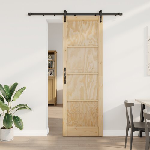 vidaXL Drsna vrata s kompletom za strojno opremo 78x232 cm Trdi les Bor, Notranja vrata 'ORKDAL'78x232x4 cm Trdi les Bor Cene