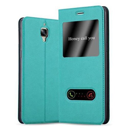 Cadorabo Ohi&scaron;je, združljivo z OnePlus 3 / 3T v mint turquoise - Za&scaron;čitni ovitek z magnetnim zapiranjem, stoječo funkcijo in 2 okencema za gledanje, (20552273) Cene