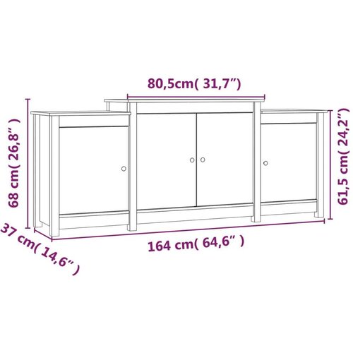  Komoda bela 164x37x68 cm trdna borovina, (20955443) Slike