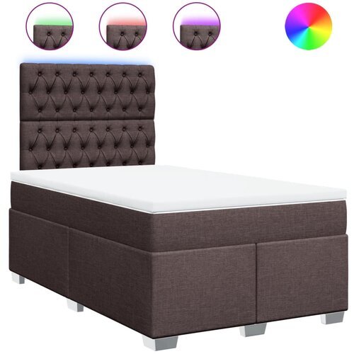 VidaXL Krevet s oprugama i madracem tamnosmeđi 120 x 200 cm od tkanine Slike