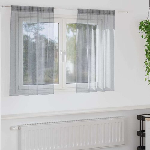 Voile zavjesa 2 pcs Tamno siva 140 x 140 cm Poliester Cijene
